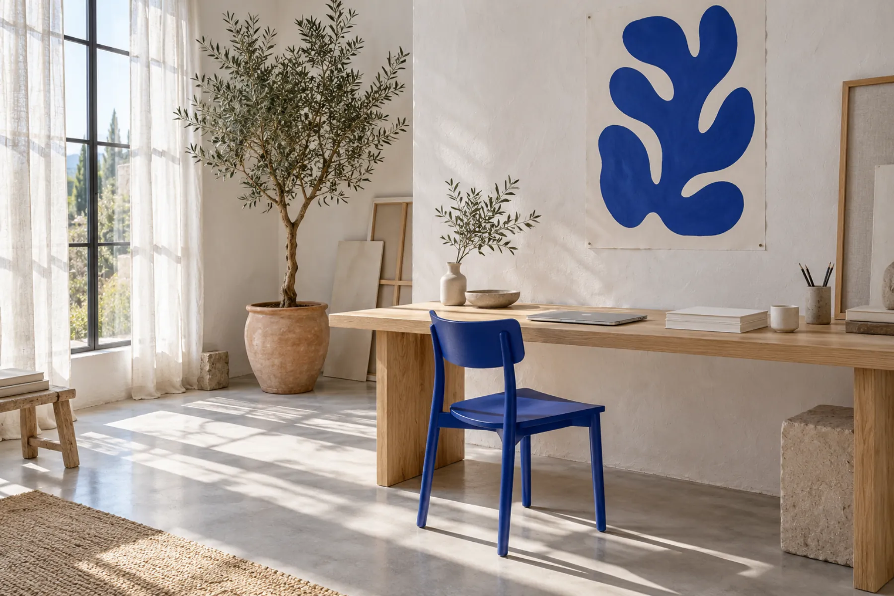 Advisory workspace: clean desk, minimal tech and natural light